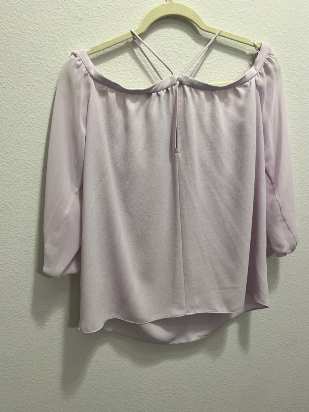 Light Lavender Off-Shoulder Chffon Blouse with Strappy Neck. NWOT - Picture 4 of 5